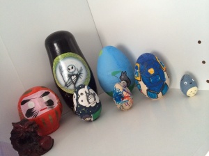 and more traditional wooden ones, painted with love by M's aunties and uncles.